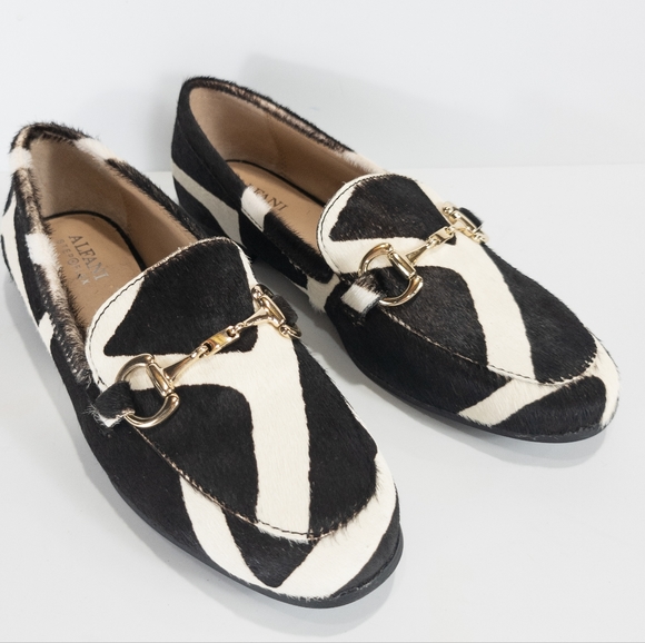 Alfani Gayle Loafers Black White Haircalf -6 - Picture 2 of 5